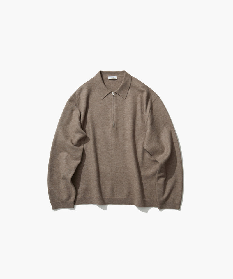 FINE WOOL MELTON | ZIP UP POLO SWEATER