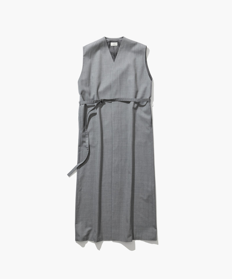 WOOL SILK TWILL | GILET DRESS – ATON | エイトン