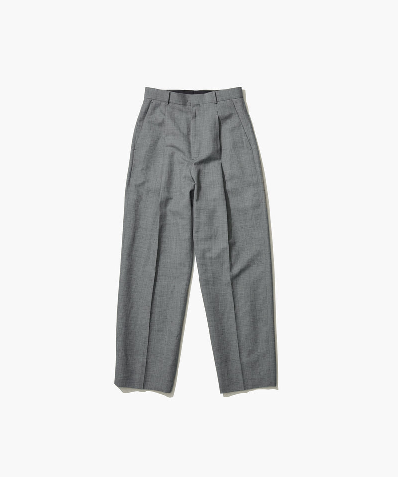 WOOL LINEN SHARKSKIN | TAPERED TUCKED PANTS