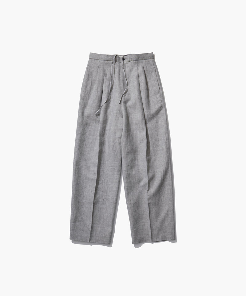 LINEN WOOL TWILL | TUCKED EASY PANTS