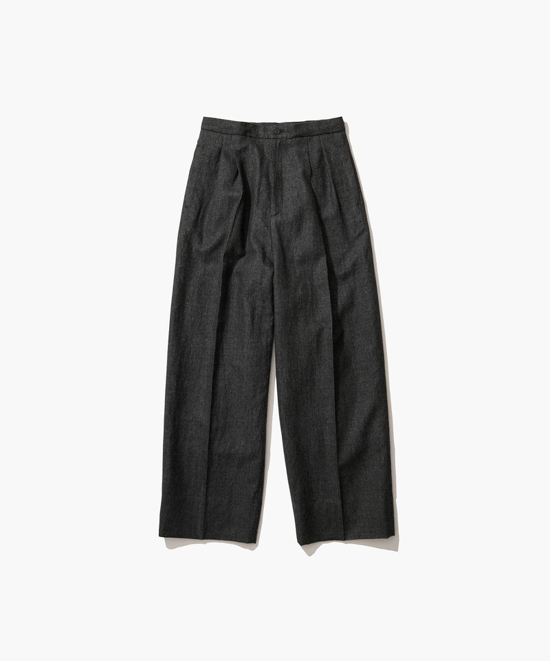 LINEN WOOL TWILL | TUCKED EASY PANTS