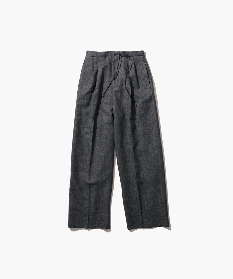 LINEN WOOL TWILL | TUCKED EASY PANTS