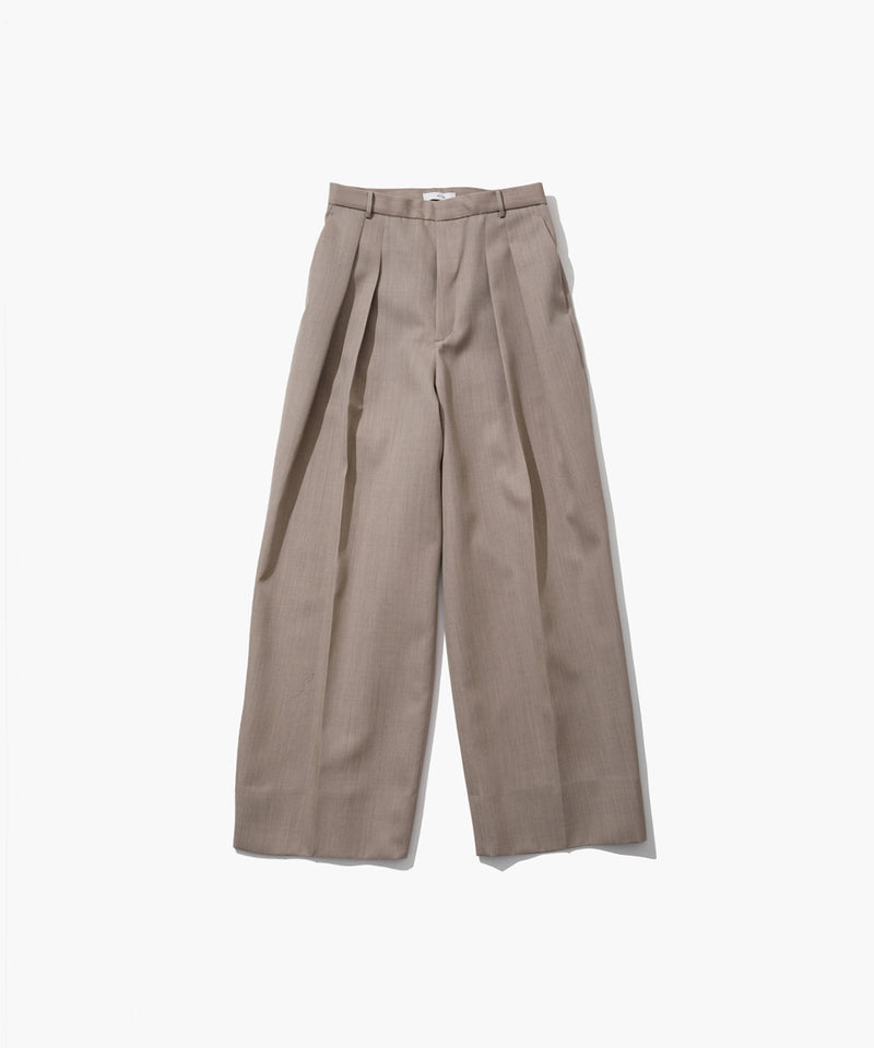 WOOL GABARDINE | WIDE TWO-TUCKED PANTS